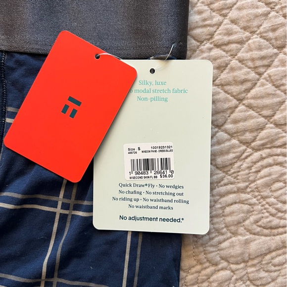 NWT 8-inch Dress Blues Windowpane Second Skin Boxer Brief by Tommy John, Small - Picture 3 of 4